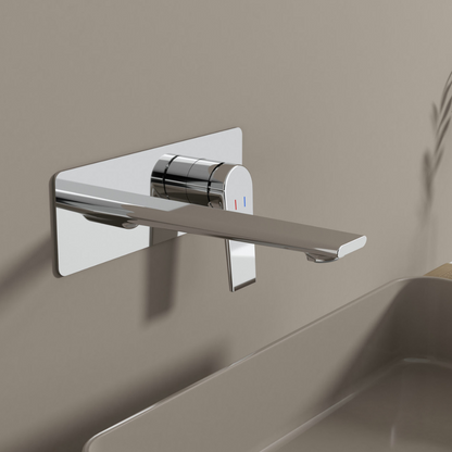 Freestanding Bath Faucet Lisandro – Waterfall Spout – Brushed nickel