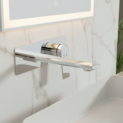 Freestanding Bath Faucet Lisandro – Waterfall Spout – Brushed nickel