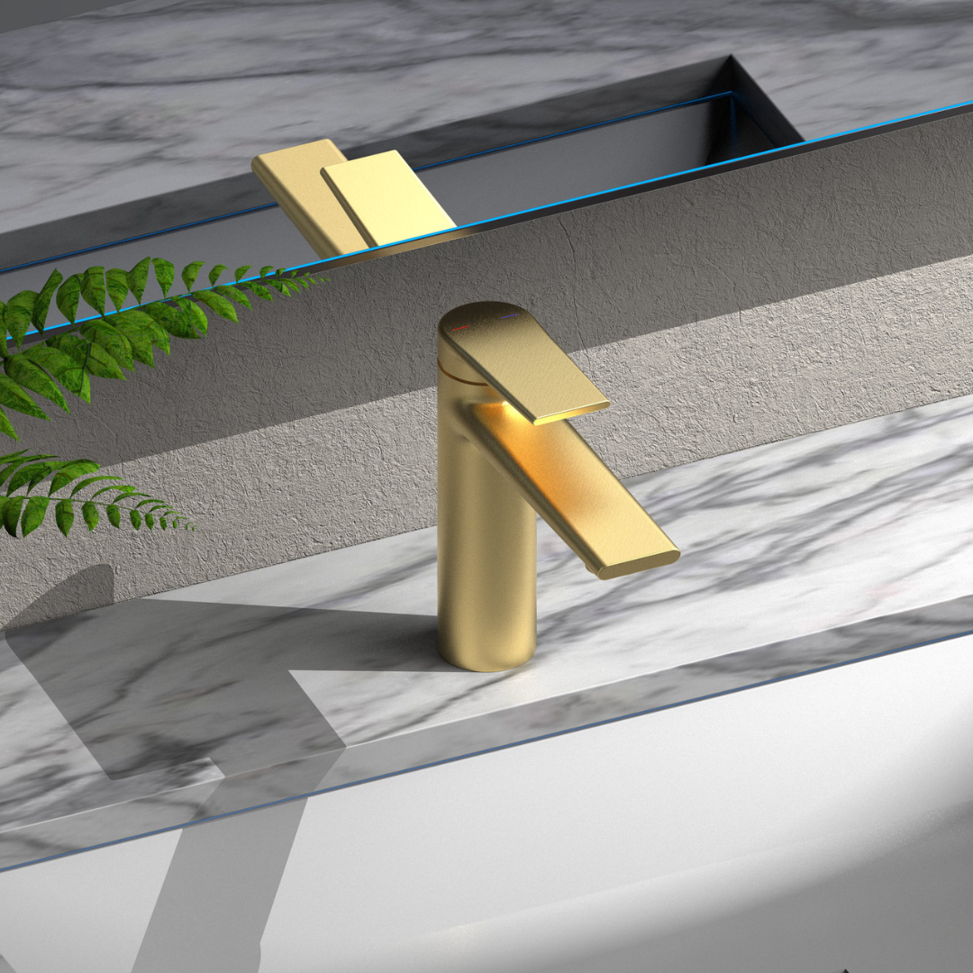 Freestanding Bath Faucet Lisandro – Waterfall Spout – Brushed nickel