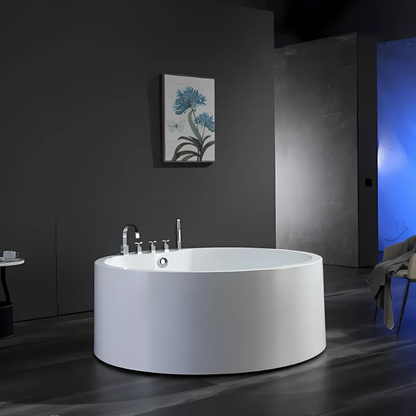 Freestanding Round Massage Bath – Amalfi – Glossy White – 154x154x58 cm