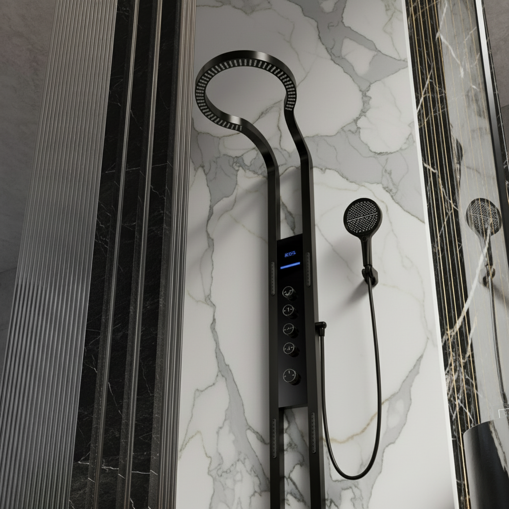 Thermostatic Shower Panel Marcelo – Digital Display - Matte black