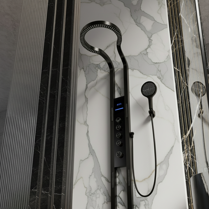 Thermostatic Shower Panel Marcelo – Digital Display - Matte black