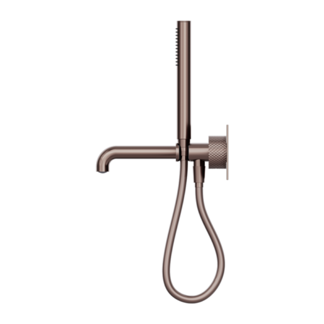 Inbouw badmengkraan Valencia - Staafhanddouche en uitloop - Brushed bronze