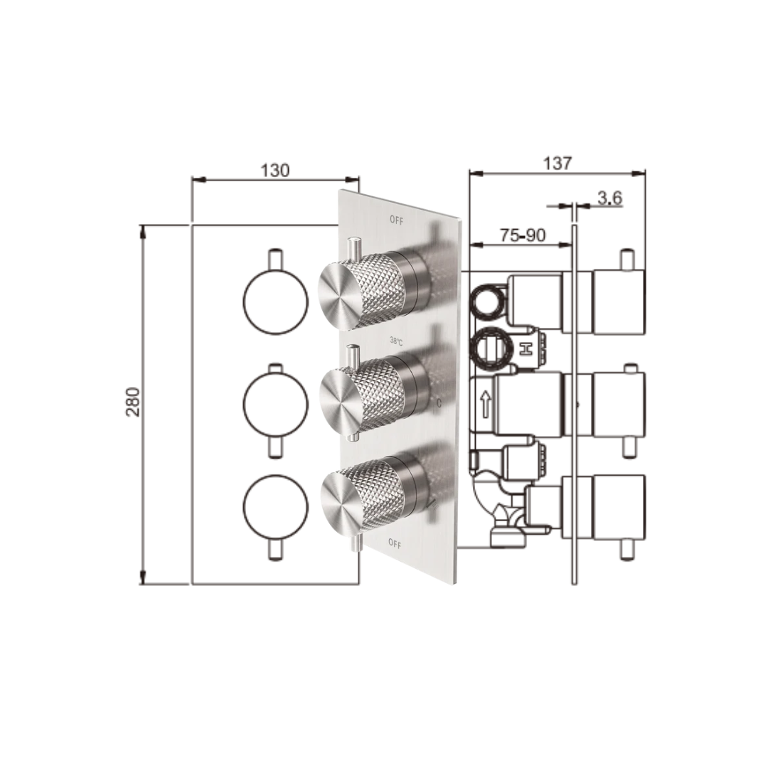 Inbouw thermostaatkraan – Valencia – Brushed nickel