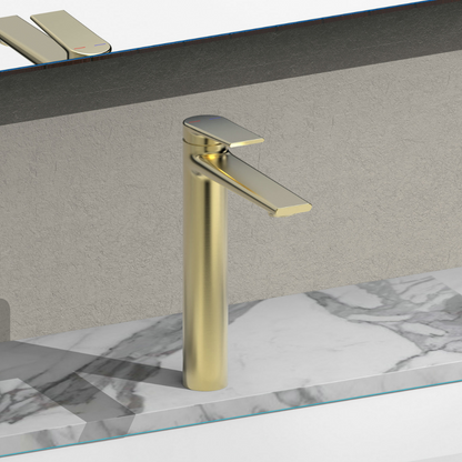 Freestanding Bath Faucet Lisandro – Waterfall Spout – Brushed nickel