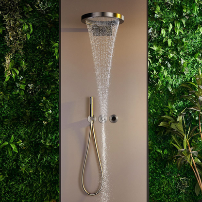 Thermostatic Built-in Rain Shower Set – Marino – Waterfall & Hand Shower – Digital Control – Brushed Gold