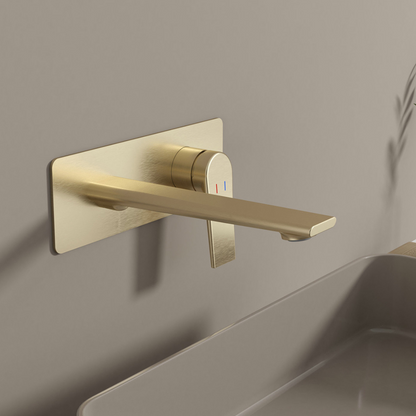 Freestanding Bath Faucet Lisandro – Waterfall Spout – Brushed nickel