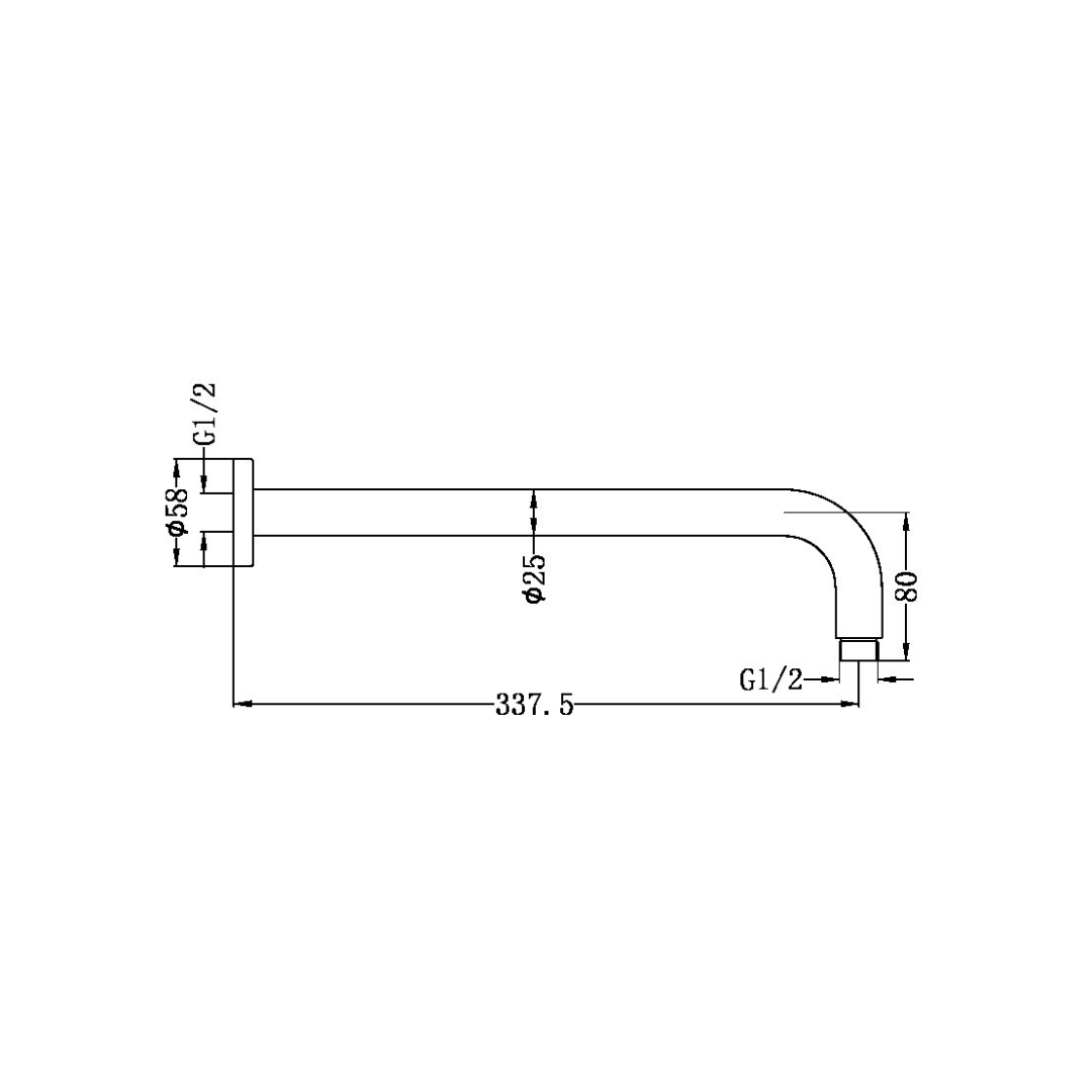 Gebogen wandarm Valencia - Brushed gold - 337,5 mm