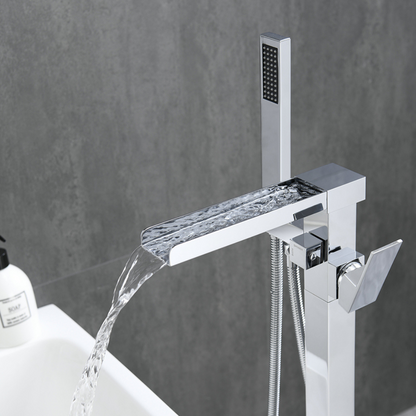 Freestanding Bath Faucet Lisandro – Waterfall Spout – Chrome