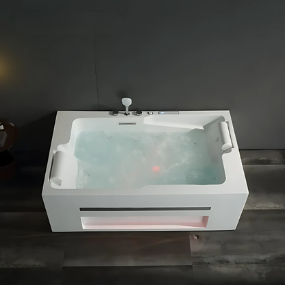 Construction Massage Bath – Milan – Gloss White – Bluetooth Speakers - 180x107x60 cm