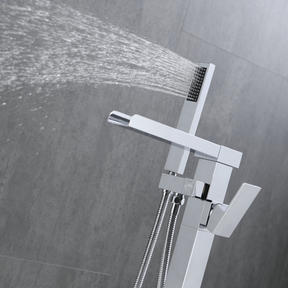 Freestanding Bath Faucet Lisandro – Waterfall Spout – Chrome