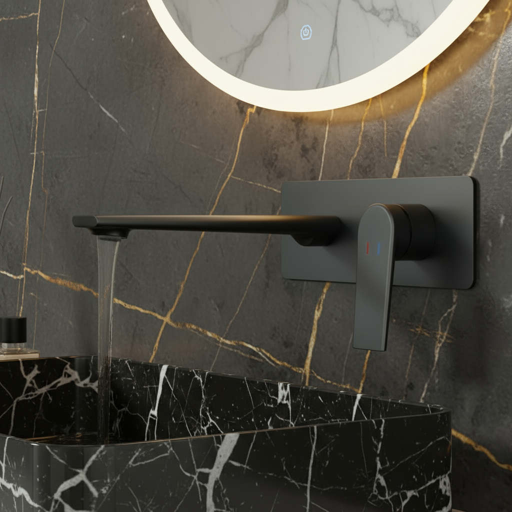 Freestanding Bath Faucet Lisandro – Waterfall Spout – Brushed nickel