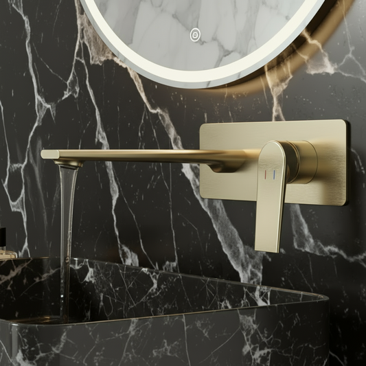 Freestanding Bath Faucet Lisandro – Waterfall Spout – Brushed nickel