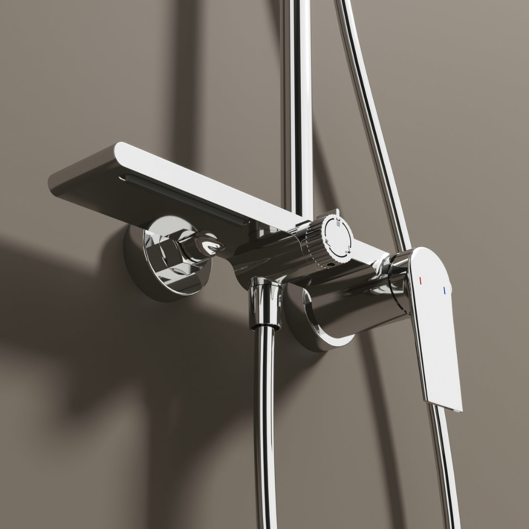 Freestanding Bath Faucet Lisandro – Waterfall Spout – Brushed nickel