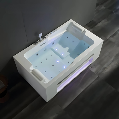 Construction Massage Bath – Milan – Gloss White – Bluetooth Speakers - 180x107x60 cm