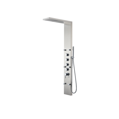 Freestanding Bath Faucet Lisandro – Waterfall Spout – Brushed nickel