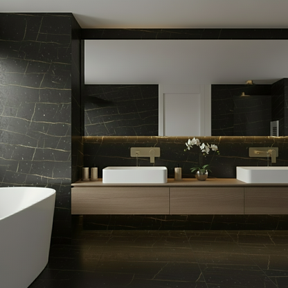 Freestanding Bath Faucet Lisandro – Waterfall Spout – Brushed nickel