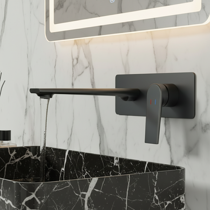 Freestanding Bath Faucet Lisandro – Waterfall Spout – Brushed nickel