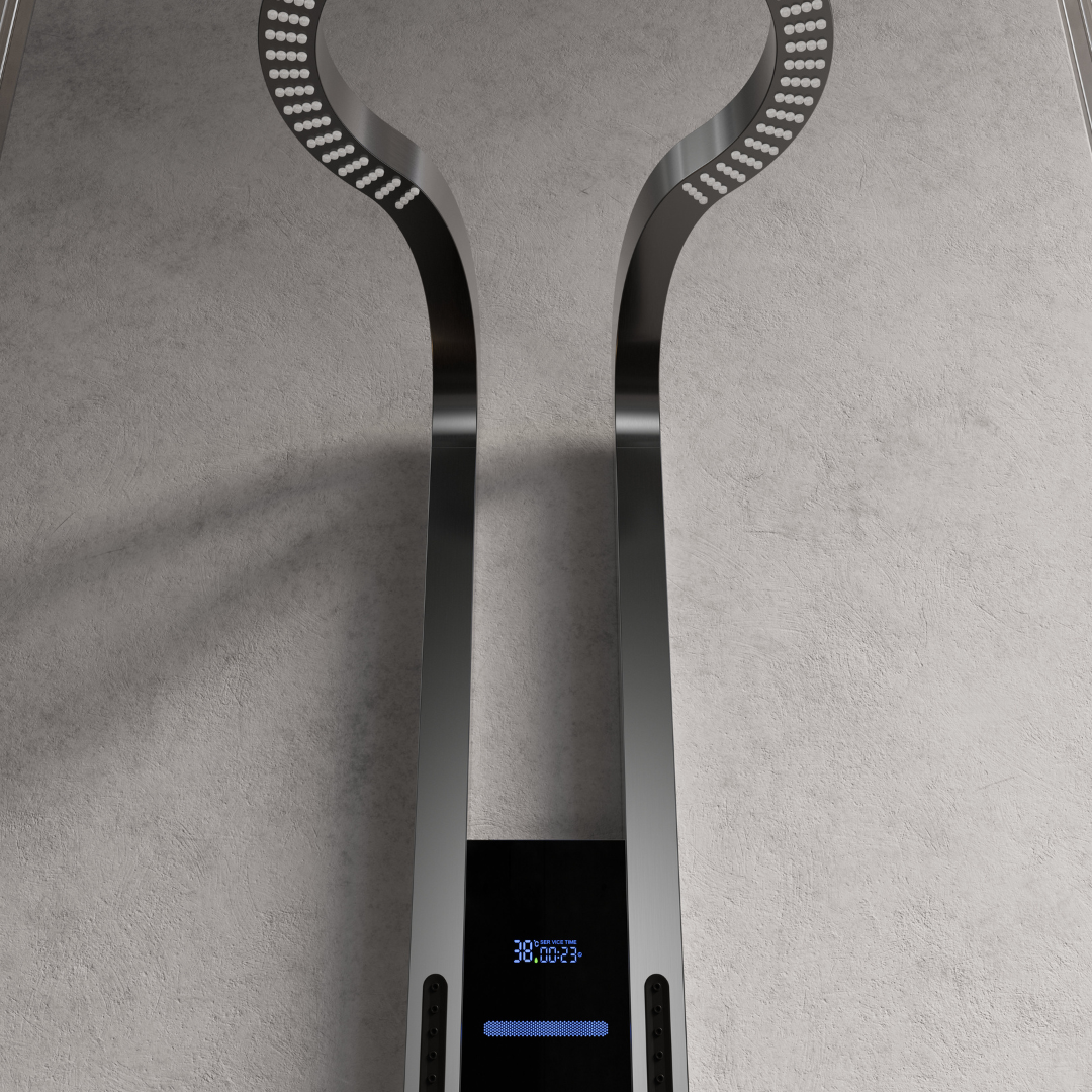 Thermostatic Shower Panel Marcelo – Digital Display - Gunmetal Grey