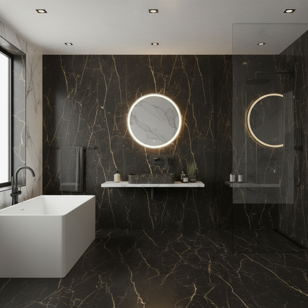 Freestanding Bath Faucet Lisandro – Waterfall Spout – Brushed nickel