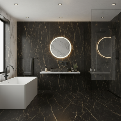 Freestanding Bath Faucet Lisandro – Waterfall Spout – Brushed nickel