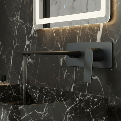 Freestanding Bath Faucet Lisandro – Waterfall Spout – Brushed nickel