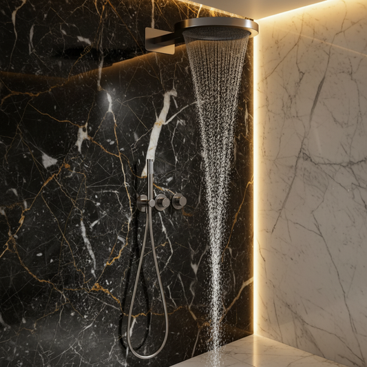 Thermostatic Built-in Rain Shower Set – Marino – Waterfall & Hand Shower – Digital Control – Chrome