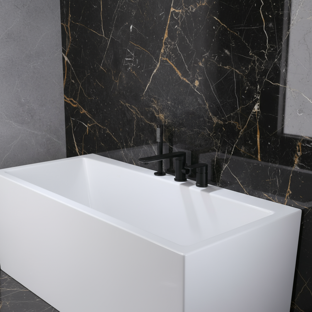 Freestanding Bath Faucet Lisandro – Waterfall Spout – Brushed nickel