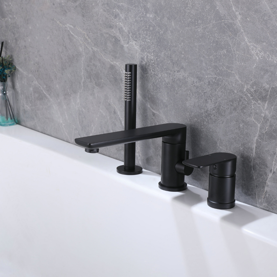 Freestanding Bath Faucet Lisandro – Waterfall Spout – Brushed nickel