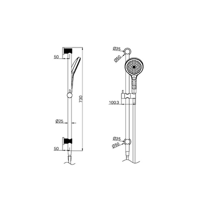 Handdouche met glijstang - Valencia – Air shower II - Brushed nickel
