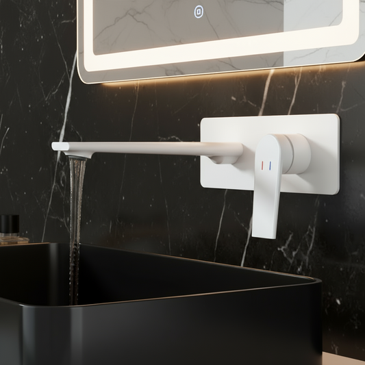 Freestanding Bath Faucet Lisandro – Waterfall Spout – Brushed nickel