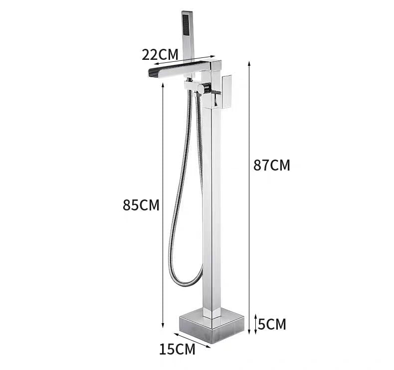 Freestanding Bath Faucet Lisandro – Waterfall Spout – Brushed Gold
