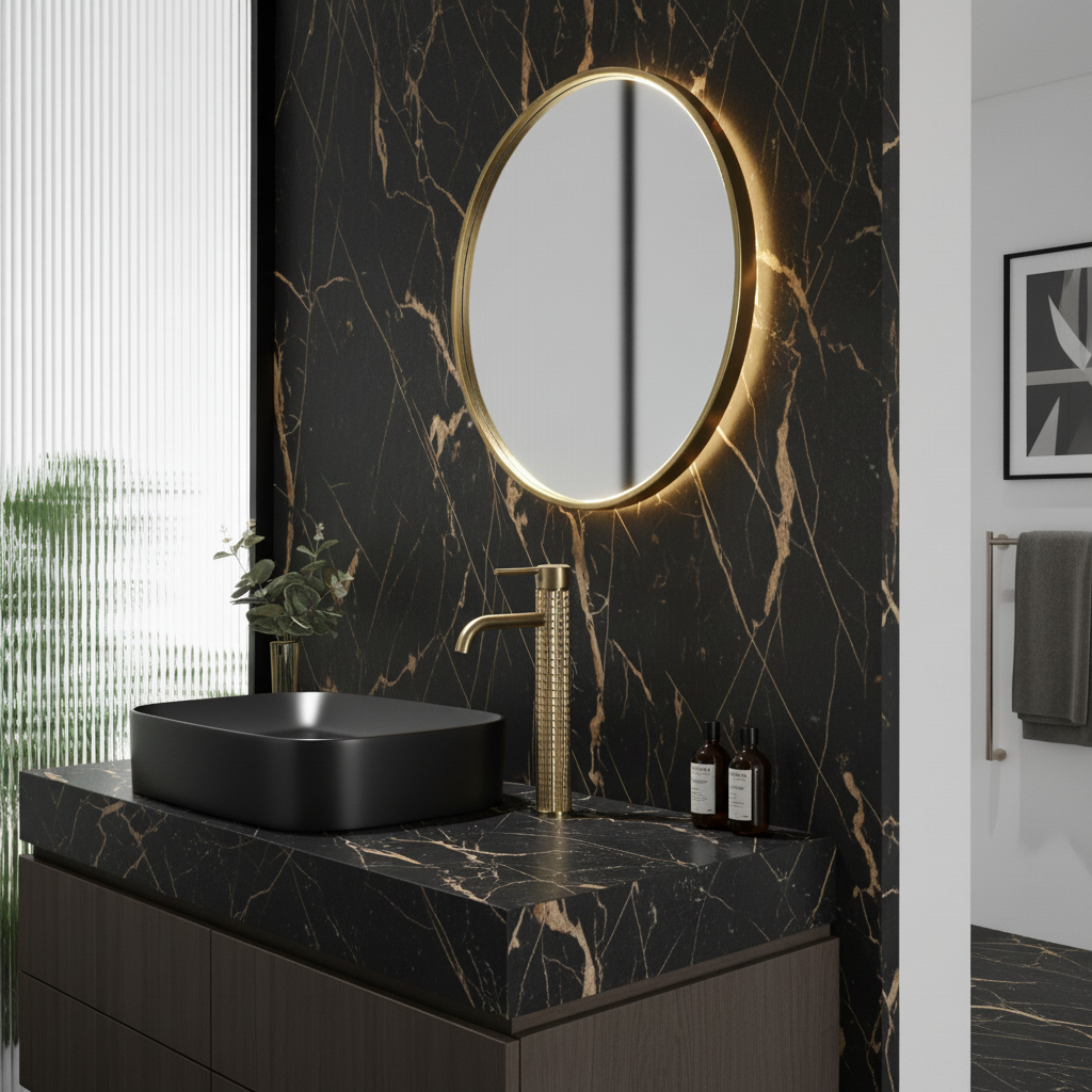 Hoge vaskeservantkran Angelica - Børstet gull