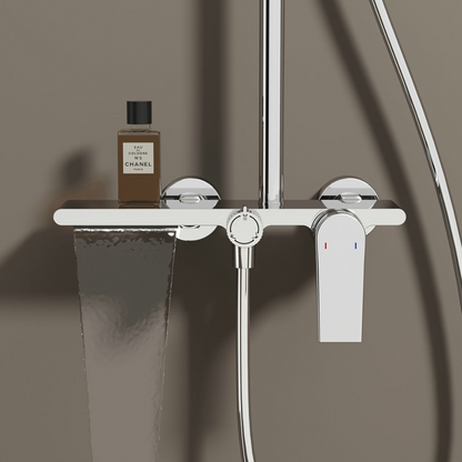 Freestanding Bath Faucet Lisandro – Waterfall Spout – Brushed nickel
