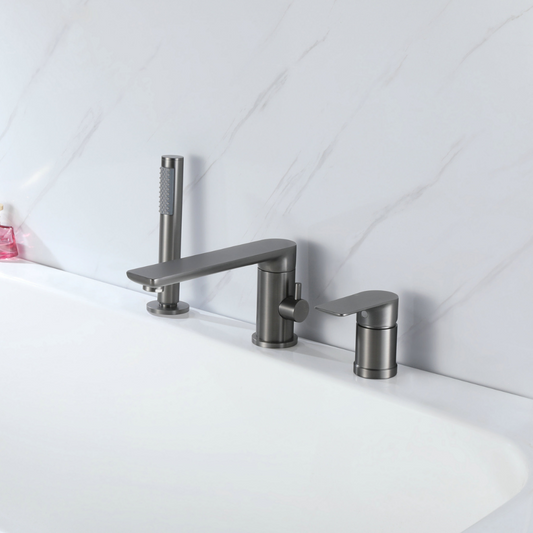 Freestanding Bath Faucet Lisandro – Waterfall Spout – Brushed nickel