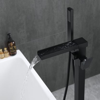 Freestanding Bath Faucet Lisandro – Waterfall Spout – Matte black