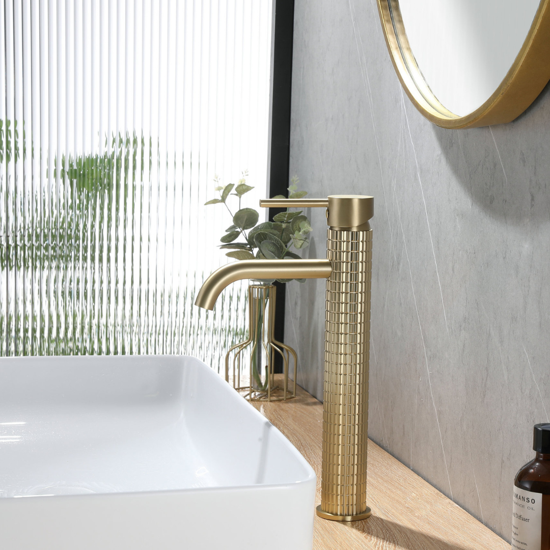 High washbasin faucet Angelica - Brushed gold