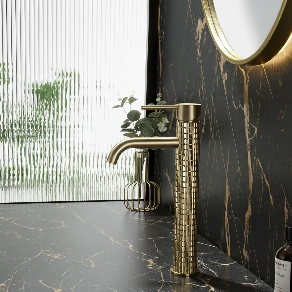 Hoge vaskeservantkran Angelica - Børstet gull