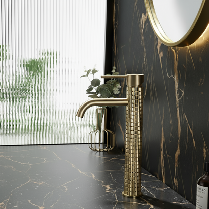 Hoge vaskeservantkran Angelica - Børstet gull