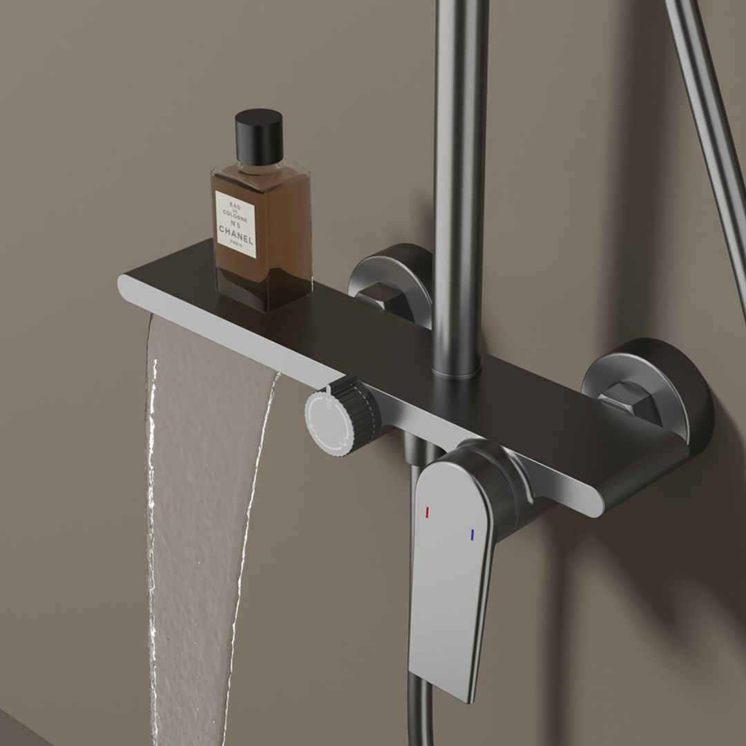 Freestanding Bath Faucet Lisandro – Waterfall Spout – Brushed nickel