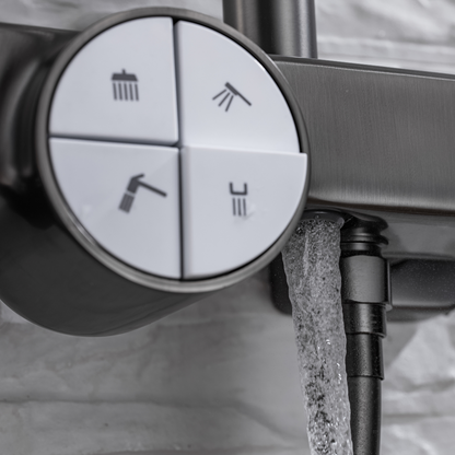 Thermostatic built-in rain shower set - Angelo - Gunmetal grey