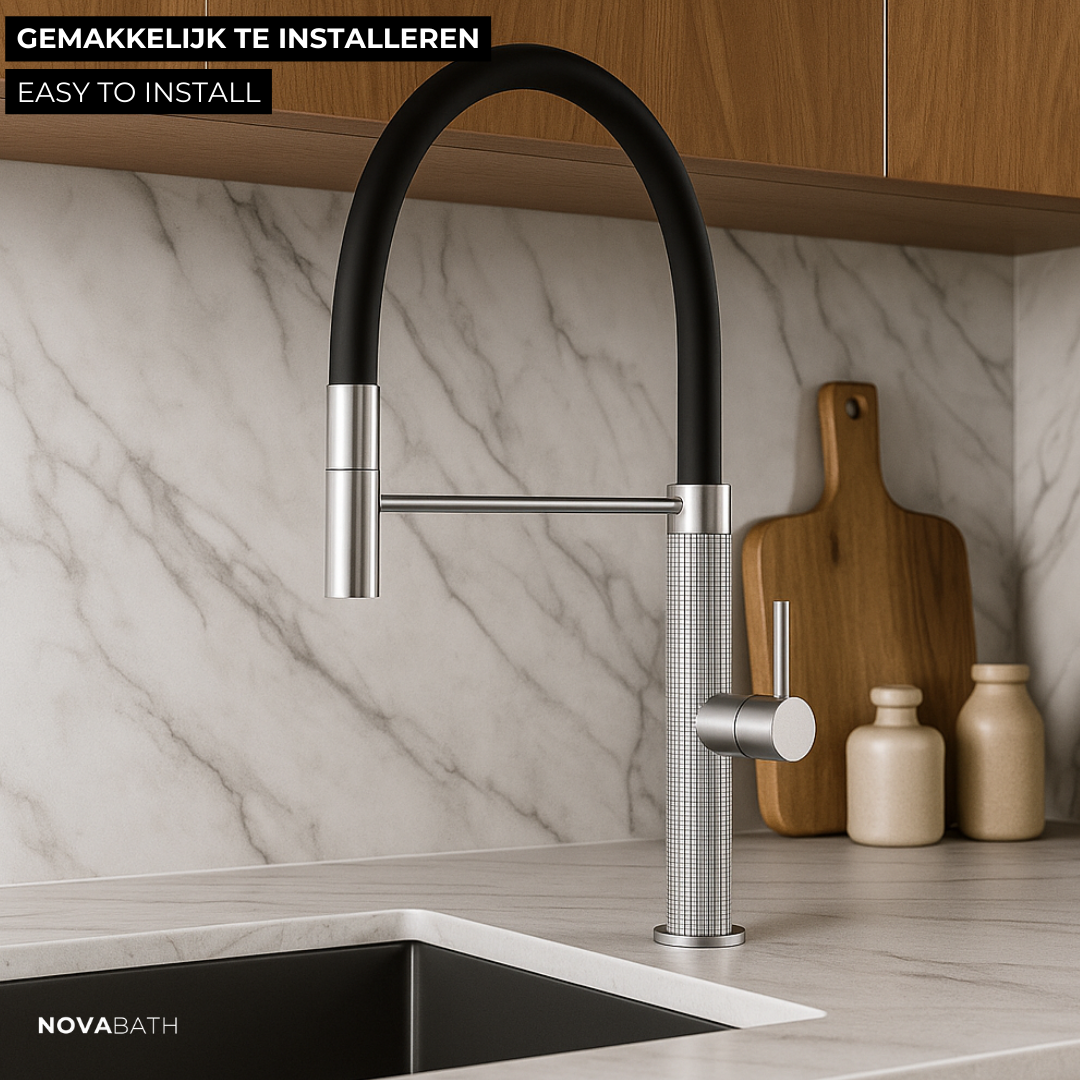 Semi-profesjonell Kjøkkenkran Angelica – Utrekkbar Utløp – Gunmetal Grey