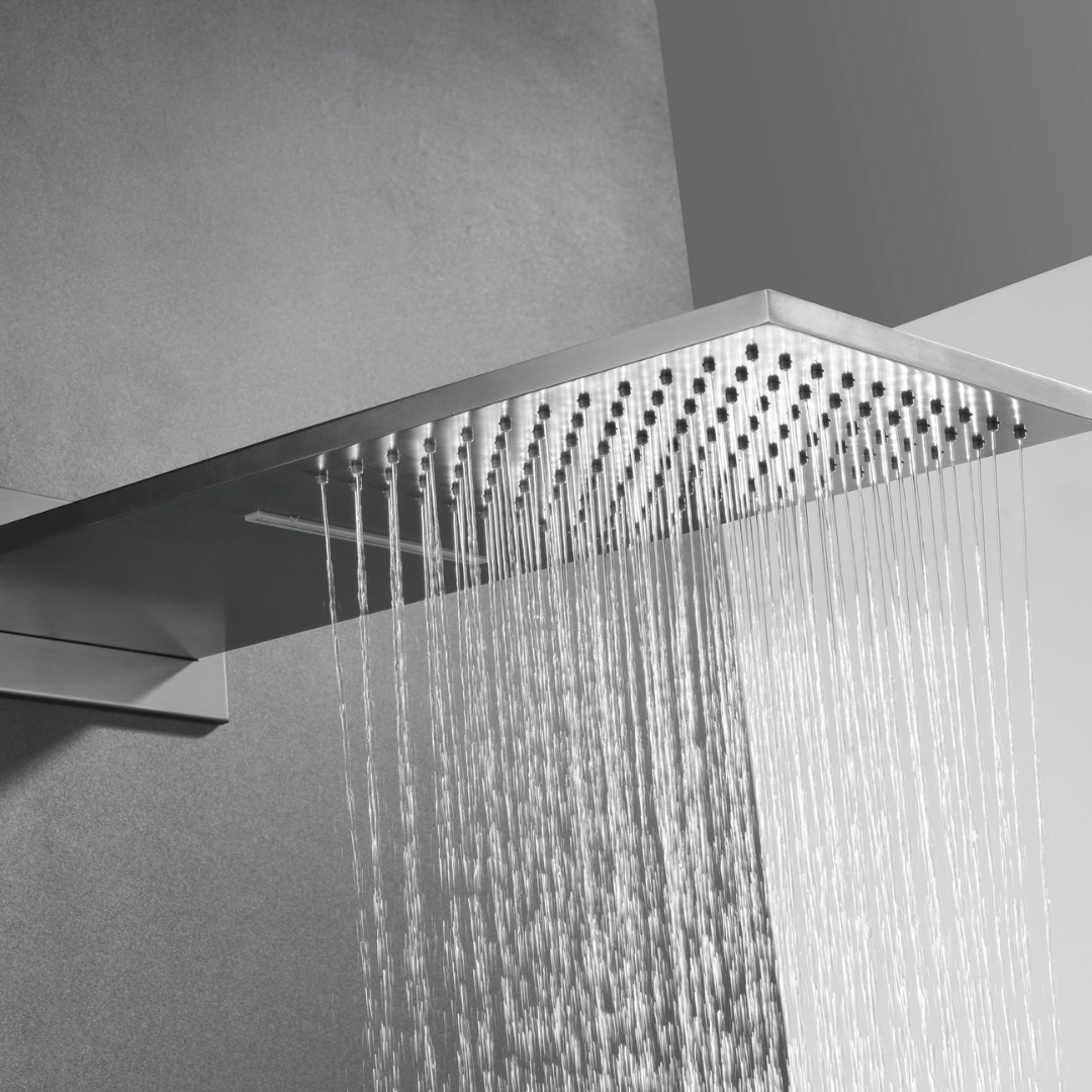 Thermostatic Built-in Rain Shower Set Isabella - Waterfall - Gunmetal grey