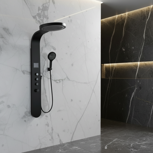 Freestanding Bath Faucet Lisandro – Waterfall Spout – Brushed nickel