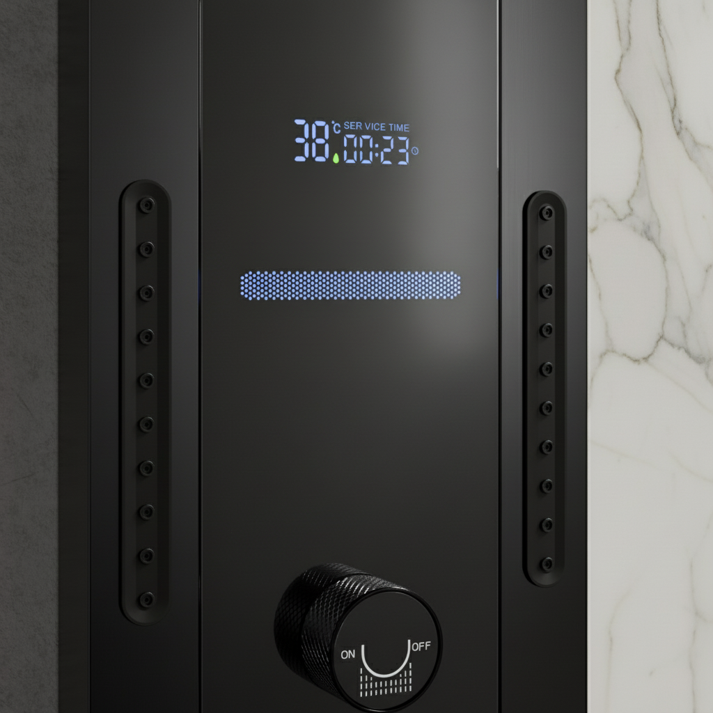 Thermostatic Shower Panel Marcelo – Digital Display - Matte black