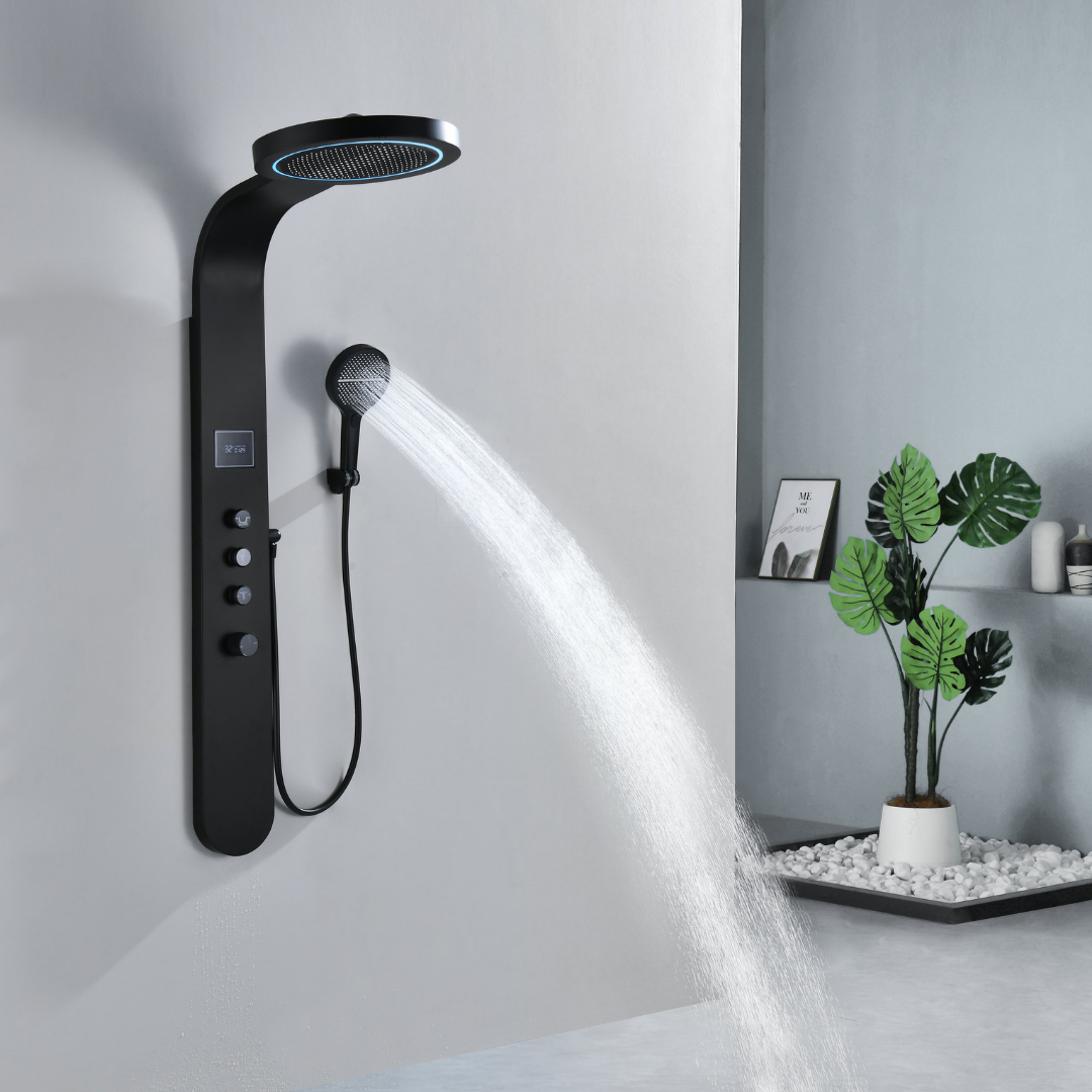 Freestanding Bath Faucet Lisandro – Waterfall Spout – Brushed nickel