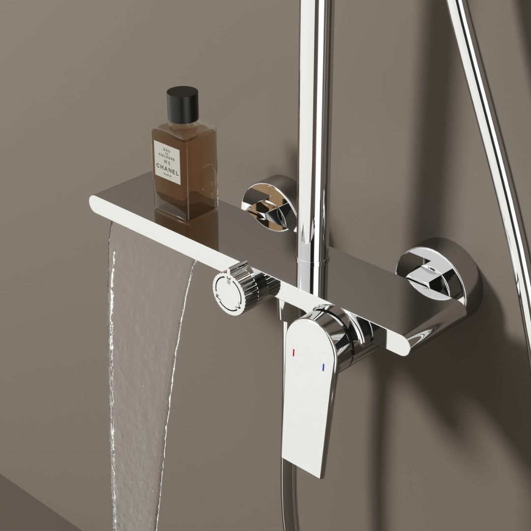 Freestanding Bath Faucet Lisandro – Waterfall Spout – Brushed nickel