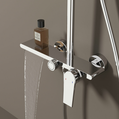 Freestanding Bath Faucet Lisandro – Waterfall Spout – Brushed nickel