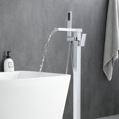 Freestanding Bath Faucet Lisandro – Waterfall Spout – Chrome