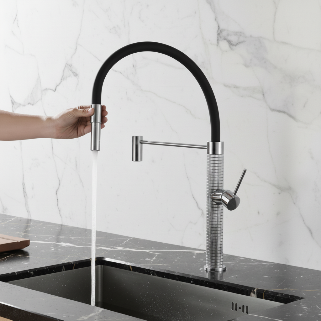 Semi-professional Kitchen Faucet Angelica – Pull-Out Spout – Gunmetal Grey